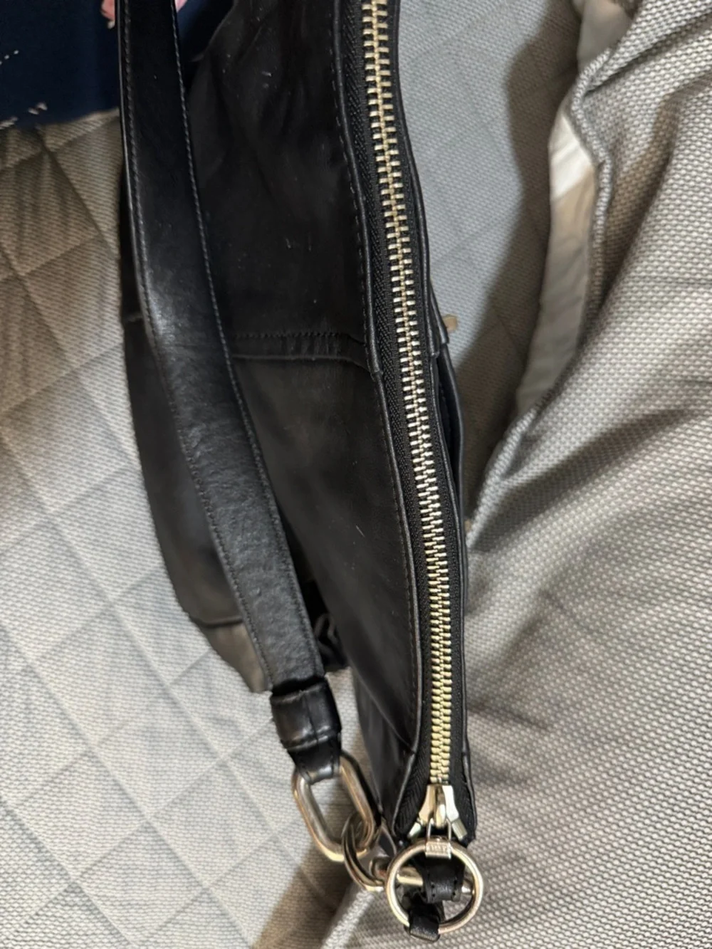 Coach Black Leather Messenger Bag with Silver Hardware